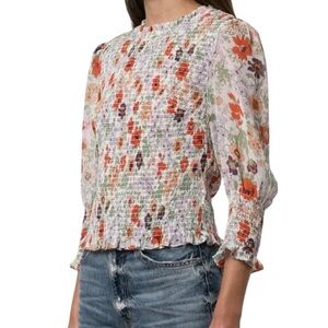 Veronica Beard Kali Smocked Floral Top